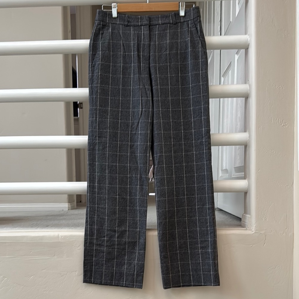 Peserico Women’s Gray Windowpane Italian Wool Pants SZ 44 or 8